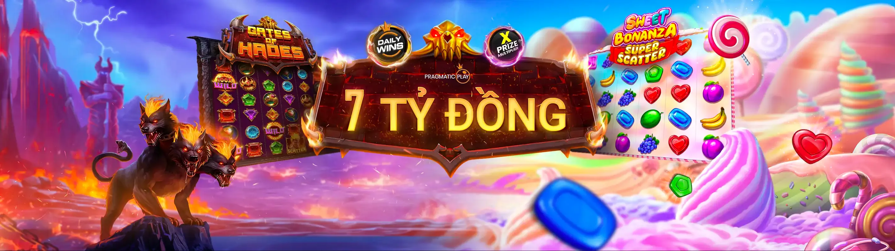 Máy đánh bạc tại vclub casino với biểu tượng chiến thắng và tiền thưởng lớn